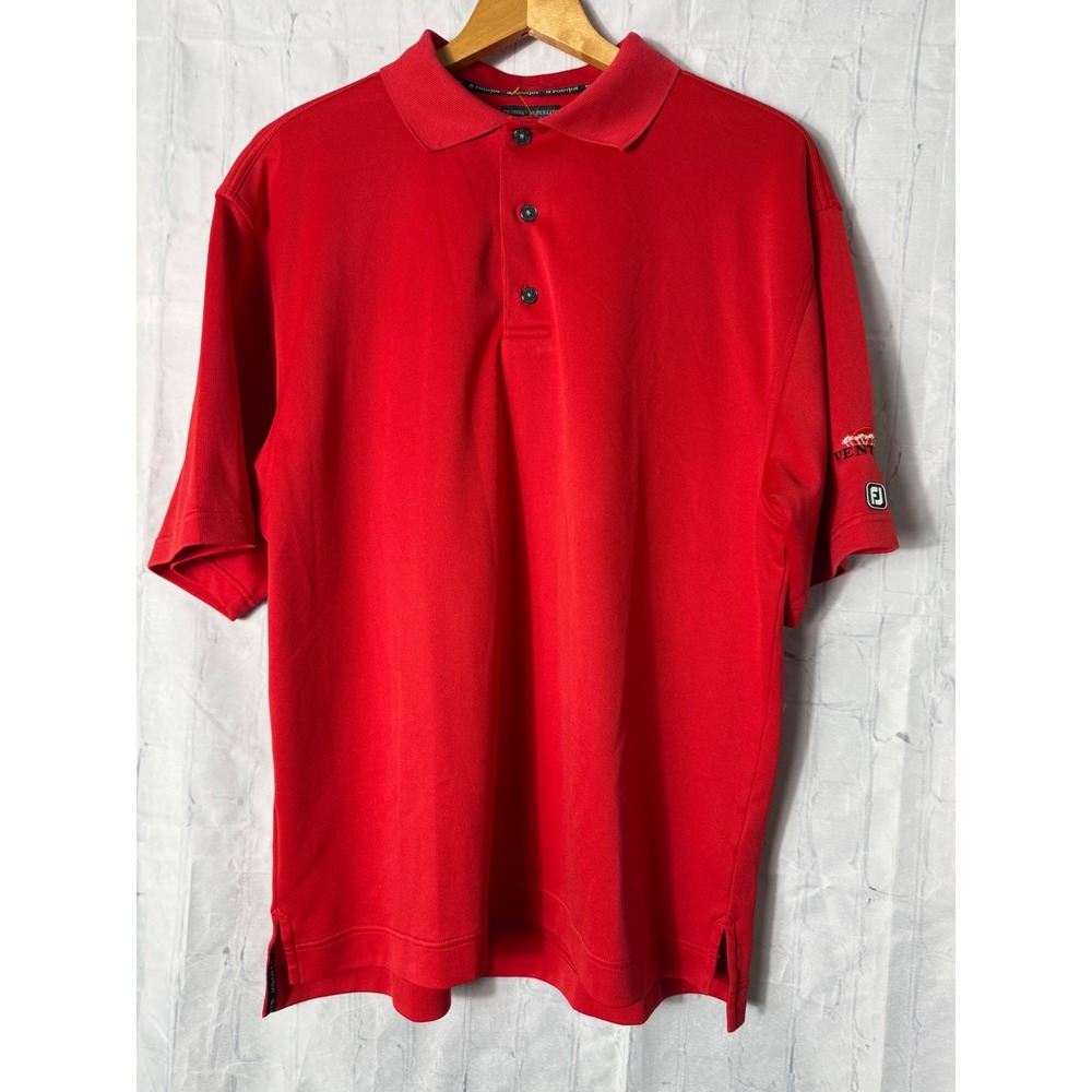 FootJoy Polo Shirt Sz L Red ProDry Superlite Ventura Golf Top
